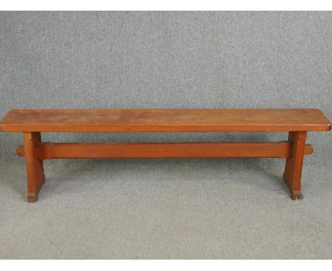 A vintage pitch pine bench. H.46 W.183 D.30cm. 