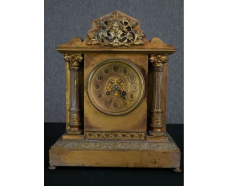 A 19th century marble and brass mounted mantel clock. H.37 W.31 D.15cm. 