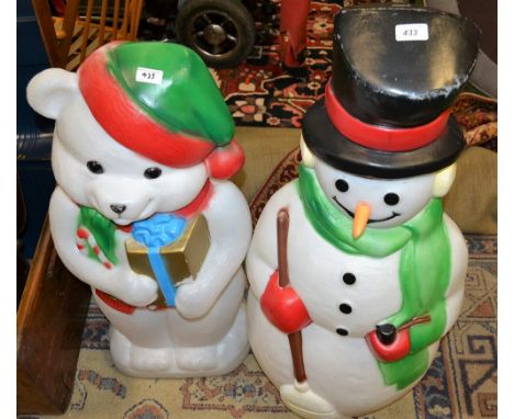 Christmas display light, snowman; another, bear (2)