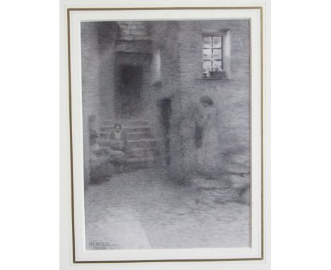 Herbert E Butler (1861-1931) DOORWAY, POLPERRO Signed pencil drawing, 19.5 x 14.3cm.