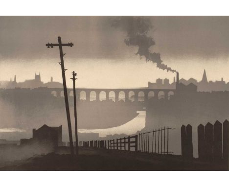 Trevor Grimshaw (British 1947-2001) "Working Proof for 'The Viaduct'" Signed and titled in pencil in the margin, lithograph.4