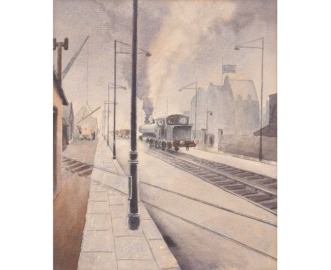 Bob Kay (British 1907–1994) Railway scene with steam engine Unsigned, watercolour.29.5 x 24.5cm (framed 45.5 x 39cm)Artists’ 