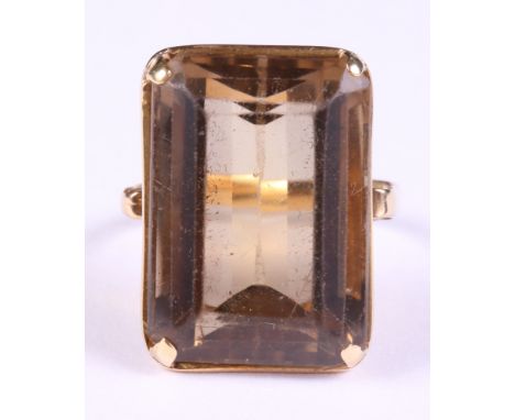 An 18ct gold, citrine single stone dress ring, size K, 7.7g