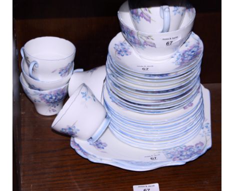 A Shelley "Blue Spray" part tea service, thirty-two pieces approx