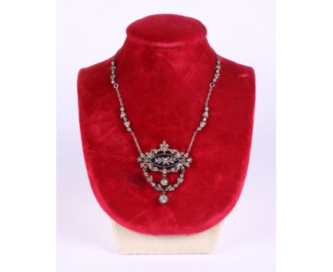 A 19th century white metal, enamel and paste set necklace