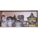 A Meissen porcelain jardiniere with stand, yellow ground, and other assorted decorative 19th century