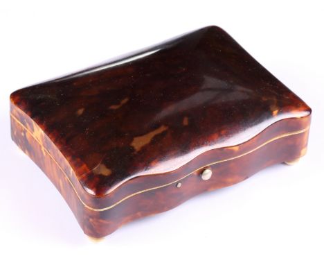 A tortoiseshell and ivory serpentine fronted trinket box