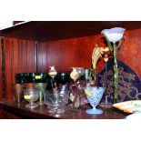 Nine 19th century green wine glasses and other coloured glass