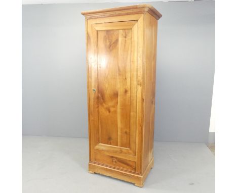 A cherrywood single door larder cupboard, with shelf fitted interior and single drawer under. 72x178x50cm.No handle to door, 