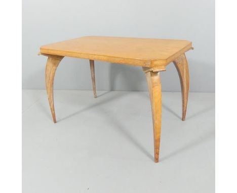 A French Art Deco oak spider leg coffee table. 76x50x47cm. 