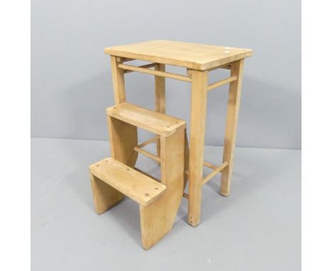 A pine metamorphic step stool. 41x56x28cm stowed. 