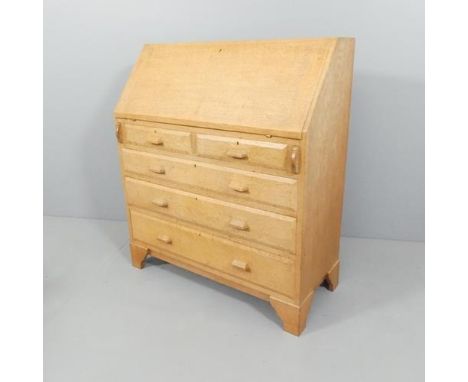 PETER WAALS (1870-1937) - A Cotswold school Arts and Crafts bureau in light pollard oak, ca. 1930. 93x105x41cm. Provenance - 