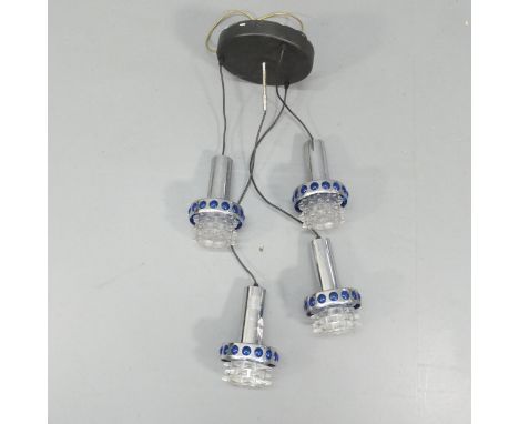 MASSIVE - A mid-century space age Cascade pendant light fitting. Longest drop 90cm. 