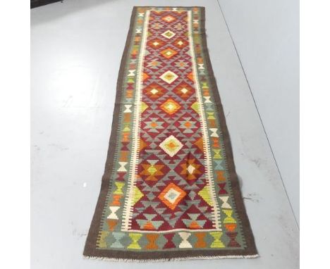 A Maimana Kilim runner. 292x81cm. 