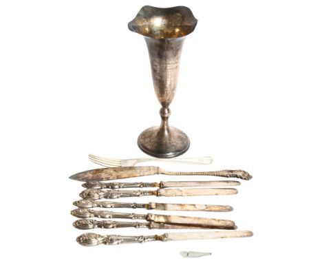 A sterling silver golf trophy, inscribed "Del Monty Gold Tournament, July 1911, Women's Handicap, Runner Up, Won by Miss H. M