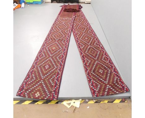 A very long two-layer Quashquai runner. 740x50cmmaterial forms a very long bag, with a hole half way along. 