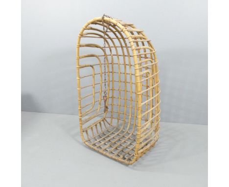 A vintage French cane hanging egg chair. Overall dimensions 66x125x60cm. 