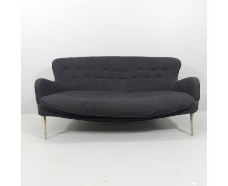 ERNEST RACE - A mid-century DA1 1st edition sofa with aluminium legs in black boucle upholstery, ca. 1946. Overall 150x72x85c