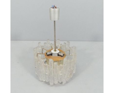 JT CALMAR - a mid-century hanging Ice Glass light fitting. Diameter 35cm, height 70cm. 