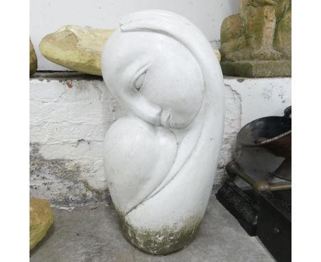 A composition Art Deco style garden sculpture, abstract study of a mother and child. 40x70cm. 