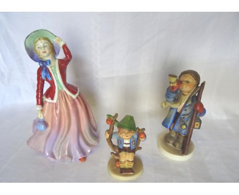 A Paragon Figure "Lady Evelyn", a Goebel Figure "Appletree Boy", and one other.