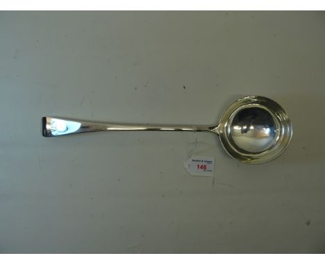 A William IV silver old English pattern Soup Ladle, London 1835, maker: Mary Chawner, and engraved with a monogram, 7.6 oz.