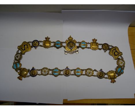 A Masonic gilt metal and enamel Chain of Office inscribed Clarence Lodge No. 256. 