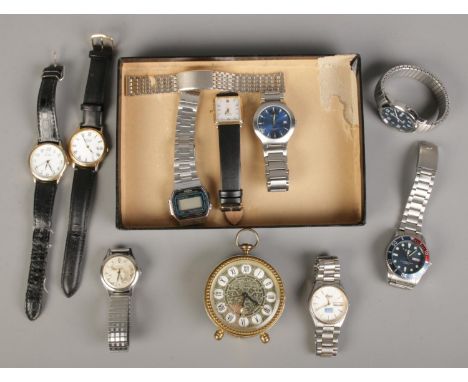 A quantity of watches. Including manual Chalet, Sekonda, Casio, etc.  