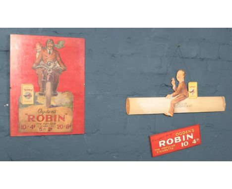 Two vintage advertising displays for Ogden's Robin Cigarettes.  
