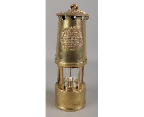 The Protector Lamp &amp; Lighting Co, Eccles, Type 1A brass miners lamp.  