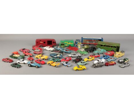 A good collection of play-worn vintage die cast vehicles. To include Corgi Monte-Carlo Mini Cooper S, Corvette Stingray, Bent