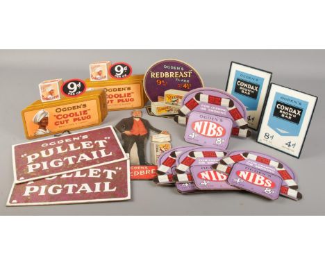 A collection of vintage Ogden's cigarette and tobacco advertising displays, mostly by Mardons.  