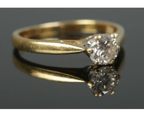 An 18ct Gold and diamond solitaire ring, Size JÂ½. Diamond 1/3ct. Total weight: 2.54g.  