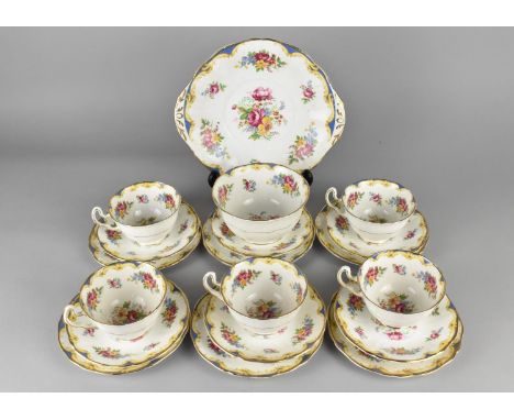 An Adderley Floral Decorated Tea Set (Pattern no. H436) to Comprise Five Cups, Six Saucers, Six Side Plates and Sugar Bowl 