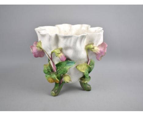 An Encrusted Planter of Flower Form Raised on Stem Support, 19.5cm high (Condition Issues) 