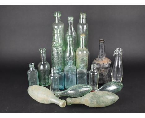 A Collection of Various Vintage Glass Bottles to Include Marble Stop Examples etc 