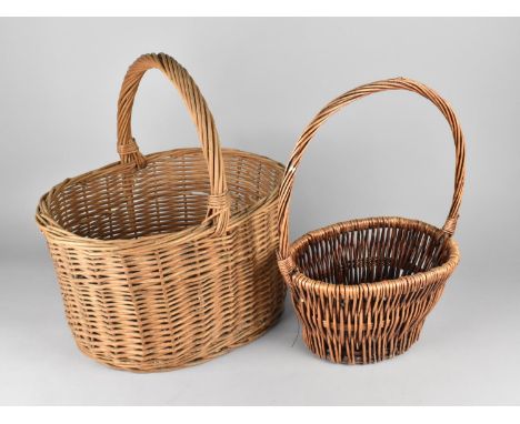 A Vintage Wicker Shopping Basket and a Modern Wicker Flower Basket 