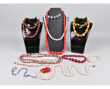 A Collection of Various Vintage and Later Glass Bead Necklaces, Bracelet etc 