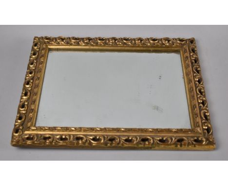 A Vintage Pierced Gilt Framed Wall Mirror with Bevelled Glass, 37x30cms 