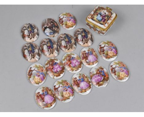 A Collection of Limoges Porcelain Plaques Together with Similar Trinket Box 