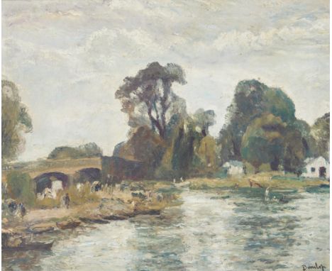 Ronald Ossory Dunlop RA RBA,  Irish 1894-1972 -   Bridge, Walton-on-Thames;   oil on canvas, signed lower right 'Dunlop', 51 