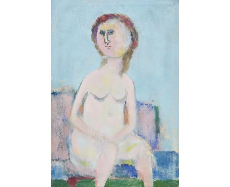 Stella Steyn,  Irish 1907-1987 -   Draped Seated Girl, 1951;   oil on canvas, titled, dated and stamped with Studio Sale stam