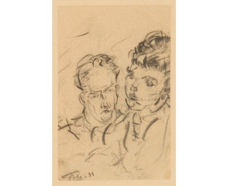 Giovanni (Jean) Battista Corti,&nbsp;Swiss 1907-1946 -&nbsp;Portrait of a man and woman, 1944; charcoal on paper, signed and 