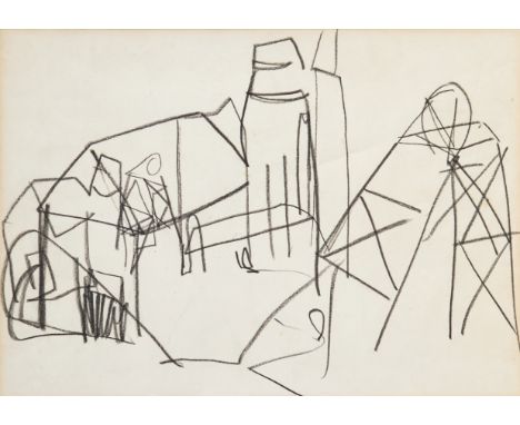 Peter Lanyon, British 1918–1964 -   Mine Drawing, 1954;   charcoal on paper, inscription lower left (covered by mount), 24.6 