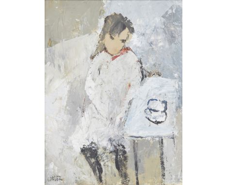 Robert Sadler, British 1909-2001 -&nbsp;Portrait of a boy in white;&nbsp;oil on board, signed lower left 'Sadler', 39.4 x 29 