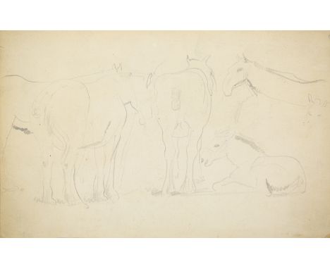 Dame Ethel Walker,  British 1861-1951 -   Donkey studies;   pencil on paper, 11.8 x 34.5 cm: together with another framed wor