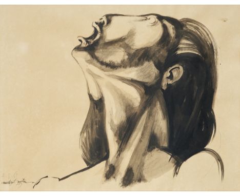 Michael Ayrton,  British 1921-1975 -   Oracle - Responding Head I, 1963;   ink on paper, signed and dated lower left 'Michael