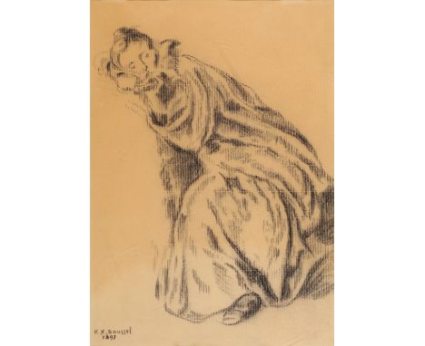 Ker-Xavier Roussel,&nbsp;French 1867-1944 -&nbsp;&Eacute;l&eacute;gante Assise, c.1893-94;&nbsp;charcoal on paper, bears insc