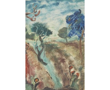Peter Lanyon,  British 1918-1964 -  Olives at Brindisi, 1945;   gouache, pencil and monotype on paper, signed and dated lower