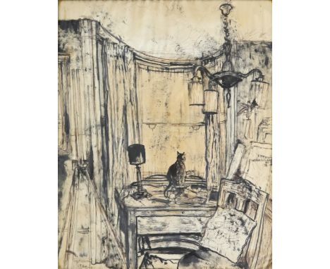 Sir Francis Rose,  British 1909-1979 -   Studio, Brighton, 1964; ink on paper, dated lower left '9 Aug 64' and titled lower r